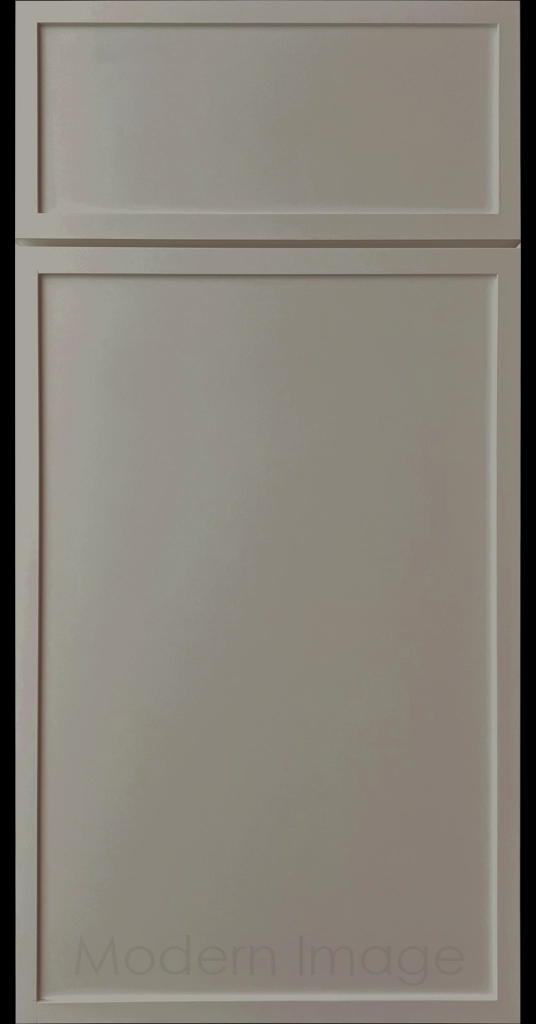 Wind Matte color Arcadia shaker-style cabinet door, featuring slim stile and rail surrounding a flat center panel